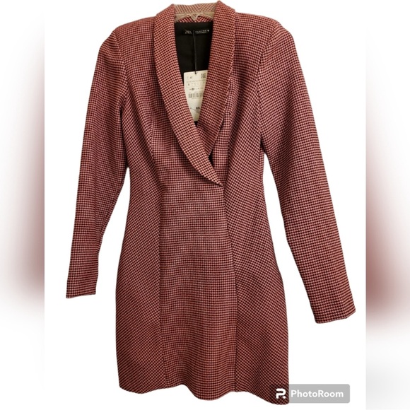 NWT Zara Houndstooth Blazer Dress Size Size S - Picture 6 of 10